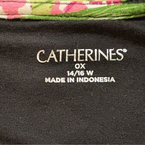 Catherines Black and Pink Floral Short Sleeve T-Shirt Women’s 14/16W. - Picture 7 of 10